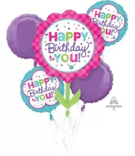 Floral Birthday SuperShape Mylar Balloon Bouquet (5pc)