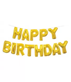 Gold Happy Birthday Foil Letter Balloon Banner Kit (1ct)