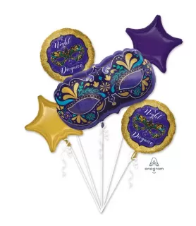 Masquerade SuperShape Mylar Balloon Bouquet (5 pieces)
