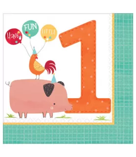 Farm Party 'Barnyard Birthday' 1st Birthday Lunch Napkins (16ct)