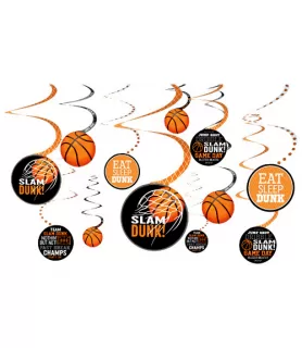 Basketball 'Nothin' But Net' Hanging Swirl Decorations (12ct)
