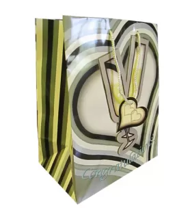 Wedding and Bridal 'Champagne Flutes' Small Gift Bag w/ Tag (1ct)