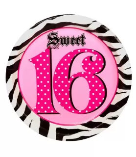 Happy Birthday 'Sweet 16 Super Stylish' Large Paper Plates (8ct)