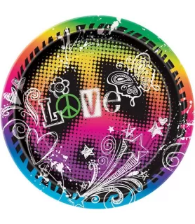 Happy Birthday 'Rainbow Peace' Small Paper Plates (8ct)