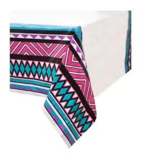 Happy Birthday 'Aztec Teal' Plastic Table Cover (1ct)