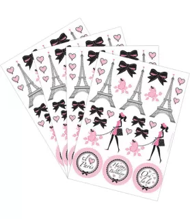 Happy Birthday 'Party in Paris' Stickers (4 sheets)