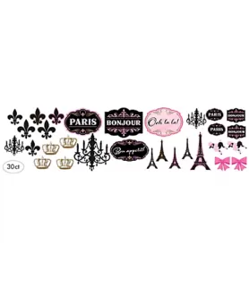 Bridal Shower 'A Day in Paris' Paper Cutouts (30pc)