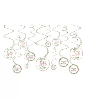 Wedding and Bridal 'Love and Leaves' Hanging Swirl Decorations (12pc)