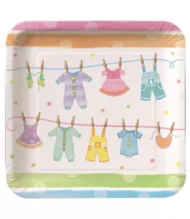 Baby Shower 'Baby Clothesline' Extra Large Paper Plates (8ct)