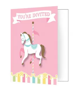 Baby Shower 'Carousel' Invitations w/ Envelopes (8ct)