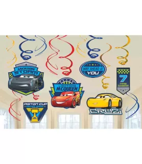 Cars 3 Hanging Swirl Decorations (12pc)