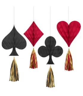 Casino Night Honeycomb Decorations w/ Tassels (4ct)