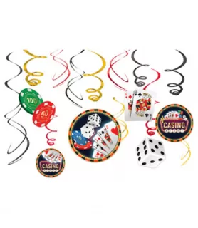 Casino Night Hanging Swirl Decorations (12pc)