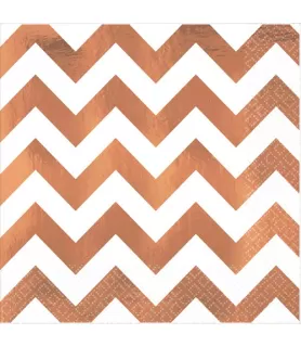 Rose Gold Shiny Metallic Chevron Lunch Napkins (16ct)