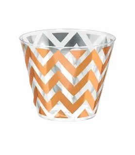 Rose Gold Shiny Metallic Chevron 9oz Plastic Tumblers (24ct)