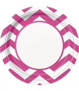 Hot Pink Chevron Large Paper Plates (8ct)
