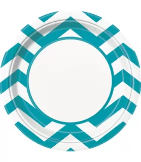 Teal Chevron Large Paper Plates (8ct)