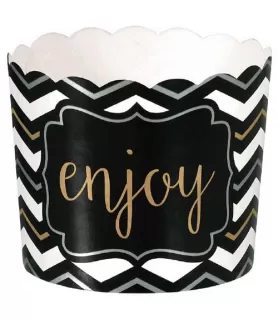 Black, Silver, and Gold Chevron Small Paper Cups (24ct)