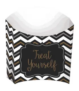 Black, Silver, and Gold Chevron Snack Containers (24ct)