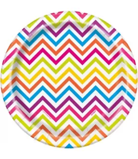 Rainbow Chevron Large Paper Plates (8ct)