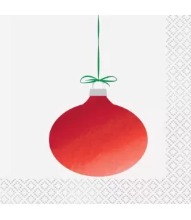 Christmas 'Red Ornament' Foil Small Napkins (16ct)