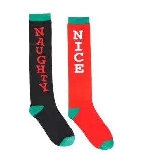Christmas Naughty and Nice Adult Knee Socks (1 pair)