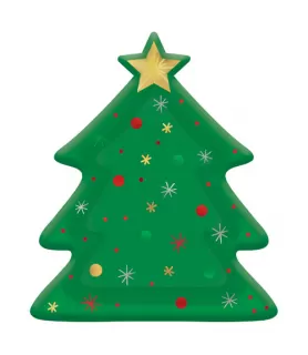 Christmas Tree Extra Large Shaped Paper Plates (8ct)