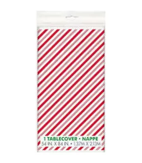 Christmas 'Red Stripes Snowman' Plastic Tablecover (1ct)