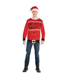 Christmas Ugly Sweater 'Never Naughty' (Large/Extra Large)