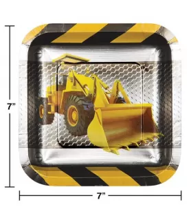 Construction 'Birthday Zone' Foiled Small Paper Plates (8ct)