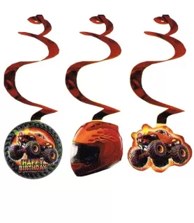 Monster Truck 'Happy Birthday' Hanging Swirl Decorations (3ct)