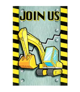 Construction Trucks Invitations w/ Envelopes (8ct)