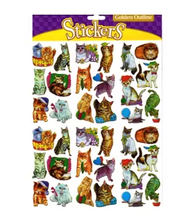 Gold Outline Cat Stickers (1 sheet)