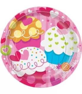 Valentine's Day 'Cupcake Hearts' Small Paper Plates (8ct)