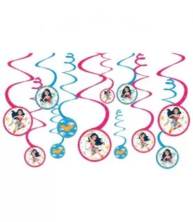 Young DC Wonder Woman Hanging Swirl Decorations (12pcs)