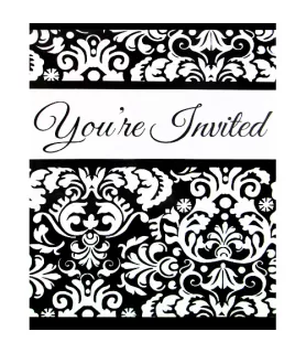 Black Damask Invitations w/ Envelopes (8ct)