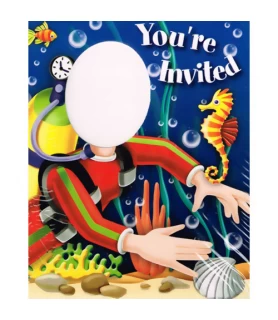 Deep Sea Fun Scuba Diver Photo Invitations w/ Envelopes (8ct)