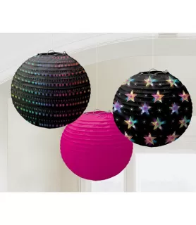 Disco 'Party Time' Paper Lanterns (3ct)