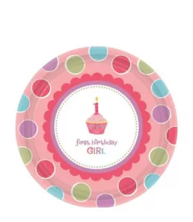 1st Birthday 'Sweet Lil' Cupcake Girl' Small Paper Plates (18ct)