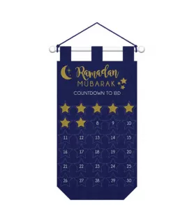 Ramadan 'Eid Mubarak' Deluxe Felt Countdown Hanging Sign w/ Removable Stars (1ct)