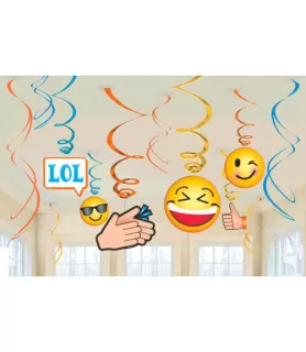 Emoji 'LOL' Hanging Swirl Decorations (12pc)