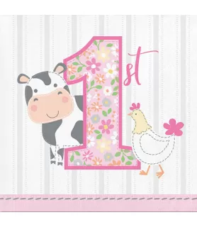 1st Birthday 'Farmhouse Girl' Small Napkins (16ct)