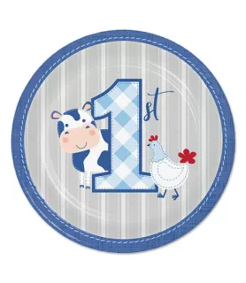 1st Birthday 'Farmhouse Boy' Small Paper Plates (8ct)