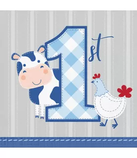 1st Birthday 'Farmhouse Boy' Small Napkins (16ct)