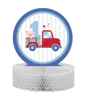 1st Birthday 'Farmhouse Boy' Honeycomb Centerpiece (1ct)