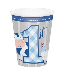 1st Birthday 'Farmhouse Boy' 9oz Paper Cups (8ct)