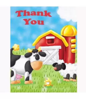 Barnyard 'On the Farm' Thank You Notes w/ Envelopes (8ct)