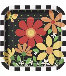 Floral 'Flower Burst' Large Paper Plates (8ct)