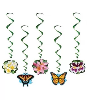 Floral 'Flower Garden' Hanging Swirl Decorations (5pc)