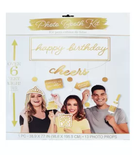 Birthday 'Golden Age' Foil Photo Booth Kit (14pcs)
